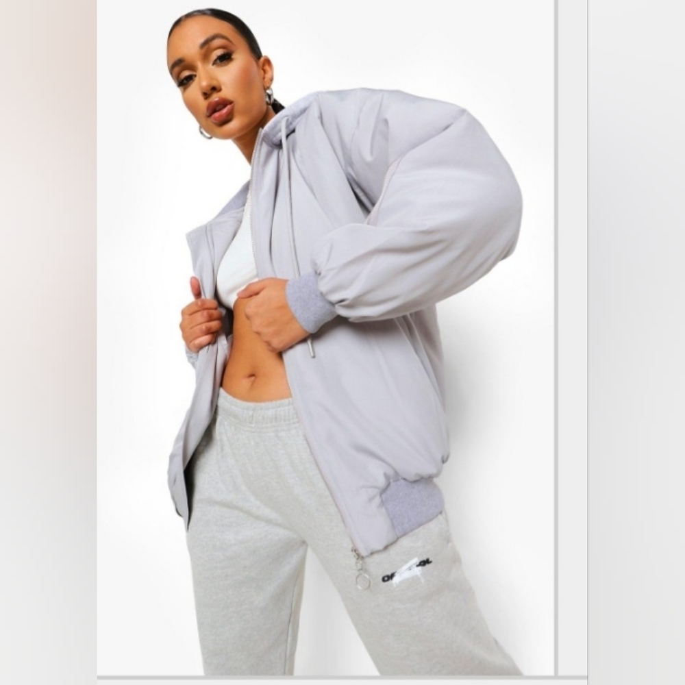 Hooded Bomber Jacket Oversized